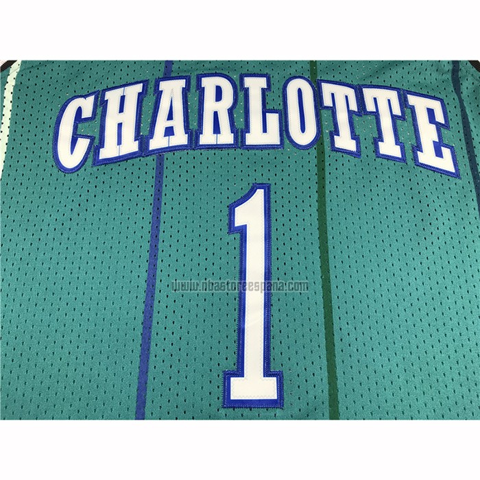 Camiseta Charlotte Hornets Muggsy Bogues NO 1 Hardwood Classics 1992-93 Verde